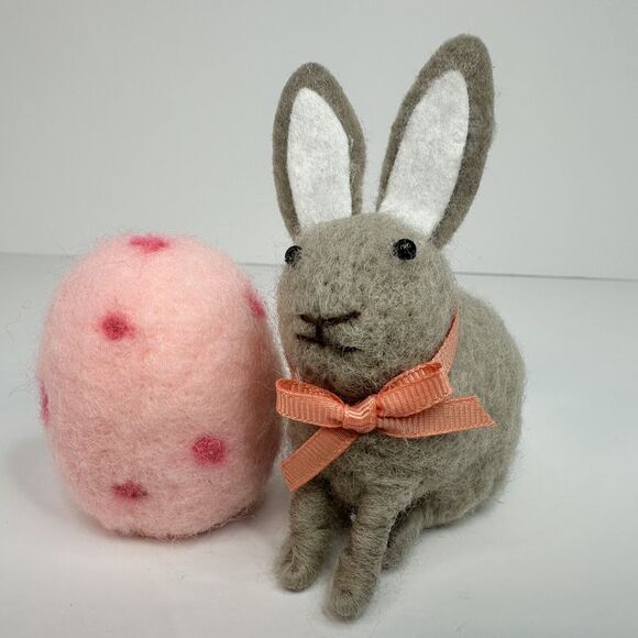 Spritz Mini Felt‎ Bunny Rabbit & Egg Spring Easter Decor Polka Dot 2 Pack NEW - Picture 2 of 9